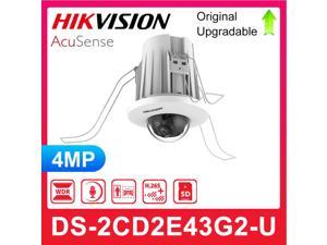 New Hikvision DS-2CD2E43G2-U Built-in microphone 4MP AcuSense In-Ceiling Embedded Network Camera POE H.265+ SD Card Slot Replace DS-2CD2E20F IP Camera, 4mm Fixed lens