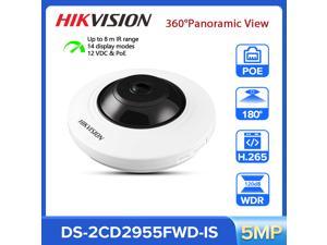 2022 Original Hikvision DS-2CD2CD2955FWD-IS Built-in microphone 5MP Fisheye POE IR WDR Fixed Dome Network CCTV IP Camera WDR IP67 H265 H264 Upgradeable