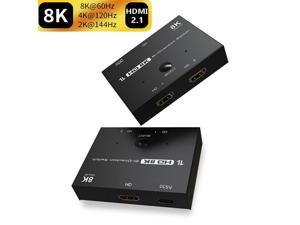 Bi-Direction 8K HDMI Switcher, High Speed 48Gbps 2 in 1 out/1 in 2 out Splitter 8K@60Hz 4K@120Hz Directional 2.1 Converter for PS4 TV Box HDTV Xbox Projector