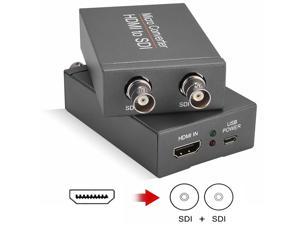 HDMI to SDI Converter Power Supply Adapter Included,HDMI in to Two SDI Output( HDMI to SDI Converter) Convert 3G/HD/SD-SDI and Support 1080P with Power Supply for SDI Monitor HDTV