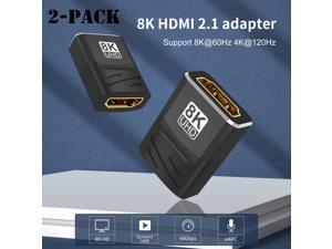 2-Pack HDMI Adapter 8K Female to Female, 2.1 HDMI Extender UHD Connector HDMI Port Extension Converter, Supports 8K@60Hz, 4K@120Hz, Dynamic HDR, Compatible with PS5, Xbox X, 8K TV, Monitors, Laptop
