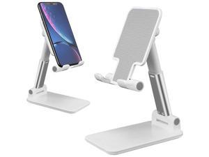 Upgraded T9 Desktop Cell Phone Stand Adjustable Height and Angle iPhone Stand Foldable Cell Phone Holder Compatible with 4129Inches iPhone X Xs 11 12 13 Pro Max XR SEiPadKindleTablet White