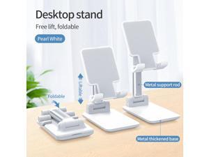Cell Phone Stand for Desk  Desktop Adjustable Angle Height iPhone Stand for Desk Foldable Desktop Phone Holder Tablet Stand Compatible for 4129Inches Cell PhoneTablet Upgraded T9 White
