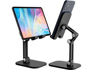 NEW Desktop Cell Phone StandPortable Foldable Cellphone Stand Holder for OfficeAdjustable iPhone Stand Compatible with All 4129 Inches Cell PhoneiPadKindleTablet  Black