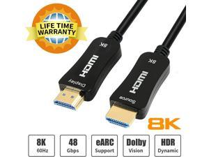 8K HDMI Fiber Optic Cable 30ft, (Certified) 48Gbps Ultra High Speed HDMI 2.1 Cable, Rated CL3, 8K@60Hz 4K@120Hz, eARC HDCP 2.2 & 2.3 Compatible with PS5, Xbox Series X, SoundBar, Apple TV 4K