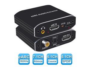 eARC ARC Adapter, HDMI eARC/ARC Port to Toslink SPDIF + 3.5mm Audio Jack +  Coaxial + 7.1Ch HDMI Audio Output Support Speaker Amplifier