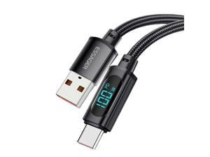 PD 100W USB A to USB C CableJansicotek 7A 11V Fast Charging USB C Cable with LED Display Nylon Braided Charger Cord Type C Cable for Samsung S21 S20 iPad Pro Google Pixel LG 33FT 1PACK