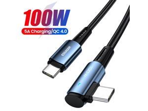 PD 100W USB C to USB C CableJansicotek 5A 20V Fast Charging USB C Cable Right Angle Nylon Braided Charger Cord Type C Cable for Samsung S21 S20 iPad Pro Google Pixel LG 33FT 1PACK