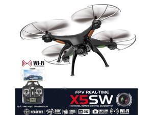 Syma X5SW-E2 Explorers2 2.4GHz 4CH WiFi FPV RC Quadcopter Drone with Camera 0.3MP HD 6 Axis 3D Flip Flight Toys for Children Black