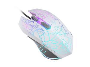 Jansicotek Gaming Mouse Wired [2400 DPI]  [ Breathing Light] Ergonomic Game Computer Mice with 6 Buttons for PC,Gamer,White