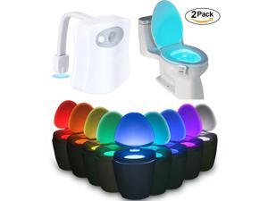 Motion Sensor Toilet Light, Body Auto Motion Activated LED Toilet Seat Bowl Night Light Lamp 8-Color Changing Tolit lights (2 Pack)