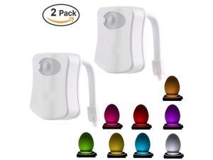 (PACK OF 2 )Motion Activated Toilet Night Light, LED Bowl Light, Motion Sensor Seat Light 8 Color Changing, Fit Any Toilet, White
