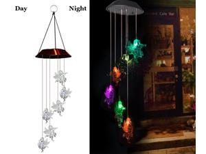 Jansicotek Solar Changing Color Angle Wind Chime, Solar Powered LED Hanging Lamp Windchime Light for Outdoor Indoor Gardening Yard Pathway