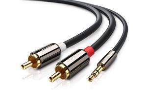 Jansicotek RCA Cable, [Dual Shielded Gold-Plated] 3.5mm Male to 2RCA Male Stereo Audio Adapter Cable AUX RCA Y Cord Compatible with Smartphones, MP3, Tablets, Speakers, HDTV [6.6ft]