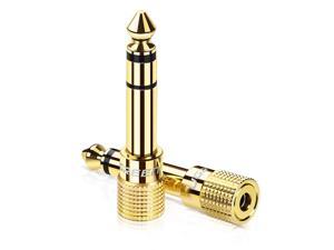 Jansicotek Stereo Audio Adapter [Gold-plated Pure Copper ] 6.35mm (1/4 inch) Male to 3.5mm (1/8 inch) Female Headphone Jack Plug,2 pack