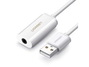 Jansicotek Upgrade 3.5mm External USB Sound Card USB Audio Adapter USB to 3.5mm Aux Converter for Headset, PC, Laptops, Desktops, PS4, Windows, Mac, and Linux White