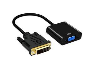 Jansicotek Active DVI-D Dual Link 24+1 Male to VGA Female Video with Flat Cable Adapter Converter for DVI Device, Laptop, PC to VGA Displays, Monitors, Projectors