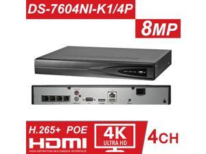 Hikvision Original English version 4K 4CH PoE NVR DS-7604NI-K1/4P 4 Channel Embedded Plug Play 4K NVR with 4 PoE Ports for IP Camera CCTV System