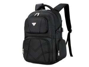Jansicotek SOCKO 17.3 Inch Shockproof Laptop Backpack with USB Port / Roomy Lightweight Water Resistant Business Travel Bag / Multi-functional Casual Daypack Bookbag School Bag College Back Pack,Black