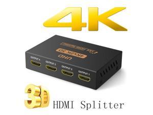 Jansicotek 4K Splitter UHD 3D HD HDMI Splitter 1X4 HDMI Splitter 1080p Switch Switcher Repeater Amplifie for HDTV DVD PS3 Xbox