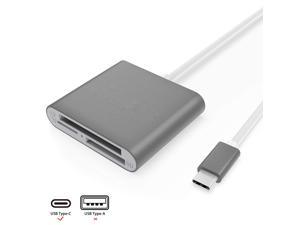 Jansicotek Compact Flash CF Card Reader, Multi-in-1 Type-C to Micro SD Card Reader for PC, Mac, Macbook Mini, USB C Devices, Support Sandisk/ Lexar UHS, SDHC Memory Card, Gray