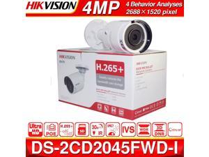 Original Hikvision DS-2CD2045FWD-I 4MP 4.0mm Fixed Lens POE Camera Video Surveillance 4MP IR Network Bullet Camera 30 m IR IP67 H.265+ SD card slot, - (4MP, 4.0mm Fixed Lens, 1-Pack)