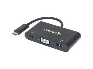 Manhattan SuperSpeed USB C VGA Docking Converter - for Notebook/Tablet PC/Desktop PC - USB Type C - 2 x USB Ports - VGA - Wired