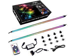 NEON RGB LED Strip Kit for PC, RGB LED Strip Light, Vibrant LED Computer Lights Multi Function RF Remote for Desktop PC Computer Tower, Come with Sata Power Cable and 12pcs Strong Magnetic Brackets