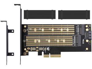 Dual M.2 PCIE Adapter for SATA or PCIE NVMe SSD with Advanced Heat Sink Solution,M.2 SSD NVME (m Key) and SATA (b Key) 22110 2280 2260 2242 2230to PCI-e 3.0 x 4 Host Controller Expansion Card Dual M.2 PCIE Adapter for SATA or PCIE NVMe SSD with Advanced Heat Sink Solution,M.2 SSD NVME (m Key) and SATA (b Key) 22110 2280 2260 2242 2230to PCI-e 3.0 x 4 Host Controller Expansion Card