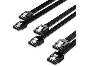 QIVYNSRY 3PACK SATA Cable III 3 Pack 6Gbps Straight HDD SDD Data Cable with Locking Latch 18 Inch for SATA HDD, SSD, CD Driver, CD Writer, Black