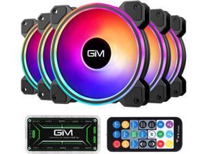 GIM KB-24 RGB Case Fans, 5 Pack 120mm Quiet Computer Cooling PC Fans, Music Rhythm 5V ARGB Addressable Motherboard SYNC/RC Controller, Colorful Cooler Speed Adjustable with Fan Control Hub GIM KB-24 RGB Case Fans, 5 Pack 120mm Quiet Computer Cooling PC Fans, Music Rhythm 5V ARGB Addressable Motherboard SYNC/RC Controller, Colorful Cooler Speed Adjustable with Fan Control Hub
