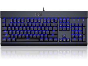 Eagletec KG010 Mechanical Keyboard Clicky Blue Switch Equivalent Wired Ergonomic Office Keyboard, Steel Aluminum Series Blue LED RGB Backlit with 104 Keycaps for Windows PC Home or Business (Black) Eagletec KG010 Mechanical Keyboard Clicky Blue Switch Equivalent Wired Ergonomic Office Keyboard, Steel Aluminum Series Blue LED RGB Backlit with 104 Keycaps for Windows PC Home or Business (Black)