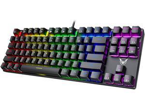 Mechanical Gaming Keyboard, RGB LED Rainbow Backlit 60% keyboard with Blue Equivalent Switches, 27 LED Lighting Modes, 100% Anti-Ghosting Tenkeyless Keyboard for Windows PC/MAC Games