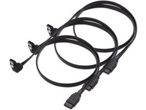 High Performance 3-Pack 90 Degree Right Angle SATA III 6.0 Gbps SATA Cable (SATA 3 Cable) Black - 18 Inches High Performance 3-Pack 90 Degree Right Angle SATA III 6.0 Gbps SATA Cable (SATA 3 Cable) Black - 18 Inches