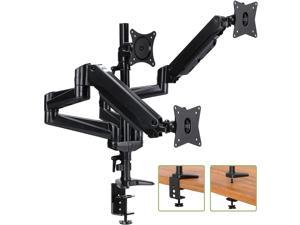Monitor Stand - 17-32" Full Motion Aluminum Gas Spring Monitor Mount Fit Three 17 to 32 inch LCD Computer Screens with Clamp, Grommet Kit (Black)