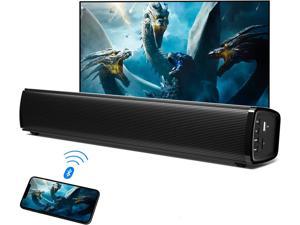 TV Sound Bar | 2.1 Channel 60W | Built-in Subwoofer | Bluetooth RCA Opt Aux Connection | Surround Sound for 4K Ultra HD TV, Blu-ray Player, PC & Game Console, 16 inch