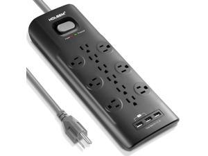Bailink Surge Protector, Multi-Function 12 Outlets Surge Protector Power Strip with 3 USB Charging Ports (5V/3.1A) and 6 feet Heavy Duty Extension Cord, ONE FOR ALL - Black Bailink Surge Protector, Multi-Function 12 Outlets Surge Protector Power Strip with 3 USB Charging Ports (5V/3.1A) and 6 feet Heavy Duty Extension Cord, ONE FOR ALL - Black