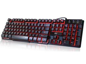 Keyboard, Bailink Rii 3 Colors LED Backlit USB Wired Multimedia Keyboard For working, gaming, office, Standard 104 Keys, Automatically sleeping modes, Mechanical feeling Keyboard