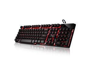 Bailink Dbpowe 104-key Gaming Keyboard, Three Colors Backlit LED Keyboard for Gaming, Office, 19 Non-Conflict Keys ,waterproof and splashproof, Removable Keycaps, Strengthened Space Key