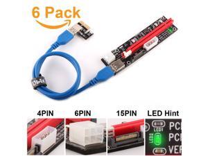Bailink 6 Pack Latest PCI-E Riser Express Cable 16X TO 1X (6pin / MOLEX / SATA) With Led Graphics Extension Ethereum ETH Mining Powered Riser Adapter Card+60cm USB 3.0 Cable Bailink 6 Pack Latest PCI-E Riser Express Cable 16X TO 1X (6pin / MOLEX / SATA) With Led Graphics Extension Ethereum ETH Mining Powered Riser Adapter Card+60cm USB 3.0 Cable