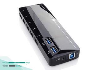 New : Multi-Function Best USB HUB , 7 ports USB 3.0 hub - Powered USB HUB with 2 Extra BC 1.2 Charging ports , Superspeed to 5Gbps, fit USB 3.0/2.0/1.1 for Android, Apple iOS, and Windows