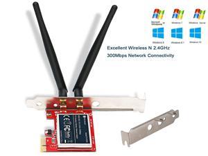 PCI Experss WiFi Adapter, Wireless 2.4GHz 300Mbps PCIe Wireless Network Adapter, 6dBi external detachable antennas PCIe WiFi Adapter, N300 PCI-E Wireless WiFi network Adapter card for PC PCI Experss WiFi Adapter, Wireless 2.4GHz 300Mbps PCIe Wireless Network Adapter, 6dBi external detachable antennas PCIe WiFi Adapter, N300 PCI-E Wireless WiFi network Adapter card for PC