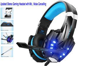 Updated Stereo Gaming Headset Gaming Headset with Mic for PS4 PC Xbox One Controller Noise Cancelling Over Ear Headphones Bass Surround Soft Memory Earmuffs for Laptop Mac Nintendo Switch Games