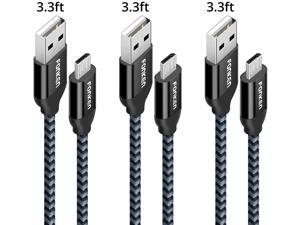 Micro USB Cable, FONKEN Android Charger Nylon Braided Quick Charge Cable [3-Pack,3.3FT] Fast Sync & Charging Cable Smartphone Charge Cable Compatible Samsung, Nexus, LG, Motorola, Sony, Kindle (Black)
