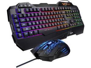 Keyboard Rainbow Backlit Wired Gaming Keyboard Mouse Combo, LED 104 Keys USB Ergonomic Wrist Rest Keyboard, 3200DPI 6 Button Mouse for Windows PC Gamer Desktop, Computer (Black) Keyboard Rainbow Backlit Wired Gaming Keyboard Mouse Combo, LED 104 Keys USB Ergonomic Wrist Rest Keyboard, 3200DPI 6 Button Mouse for Windows PC Gamer Desktop, Computer (Black)
