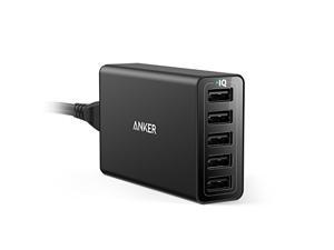 USB Charger, USB Charging Station, Anker 40W 5-Port USB Wall Charger, PowerPort 5 for iPhone XS / XS Max / XR / X / 8 / 7 / 6 / Plus, iPad Pro / Air 2 / mini, Galaxy S9 / S8 / Edge / Plus, Note 8 / 7