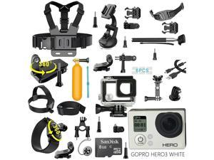 GoPro HERO 3 White Edition Camera +40 PCS Accessory +Waterproof Case +8G SD Card