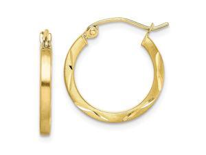 10k Yellow Gold Hinged post Satin Sparkle Cut 2x20mm Hoop Earrings Measures 19x18mm Wide 2mm Thick Jewelry Gifts for Wom 10k Yellow Gold Hinged post Satin Sparkle Cut 2x20mm Hoop Earrings Measures 19x18mm Wide 2mm Thick Jewelry Gifts for Wom