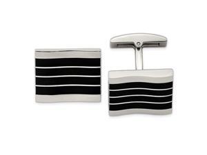 Stainless Steel Polished Black Cats Eye Rectangle Cuff Links Jewelry Gifts for Men Stainless Steel Polished Black Cats Eye Rectangle Cuff Links Jewelry Gifts for Men