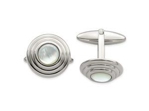 Stainless Steel Simulated Mother of Pearl Polished Cuff Links Jewelry Gifts for Men Stainless Steel Simulated Mother of Pearl Polished Cuff Links Jewelry Gifts for Men